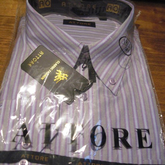 WELL MADE ITALIAN FORMAL MEN'S DRESS SHIRT BY ATTORE 18.5-46 - Picture 1 of 1